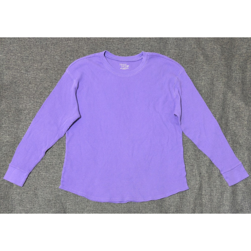 Time and Tru Womens XXL Long Sleeve Thermal Waffle Knit Shirt Purple
